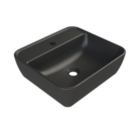   CeraStyle ONE - PULTRA ültethető - Top Counter - porcelán mosdó -  - MATT FEKETE - 46 x 42 cm