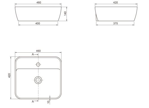 CeraStyle ONE - PULTRA ültethető - Top Counter mosdó -  - MATT BÉZS - 46 x 42 cm