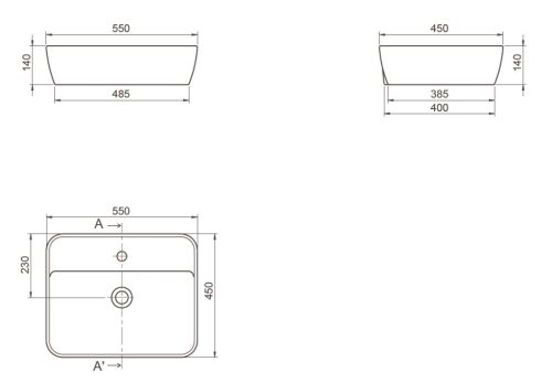 CeraStyle ONE - PULTRA ültethető - Top Counter mosdó - MATT BÉZS - csaplyukas - 55x45cm