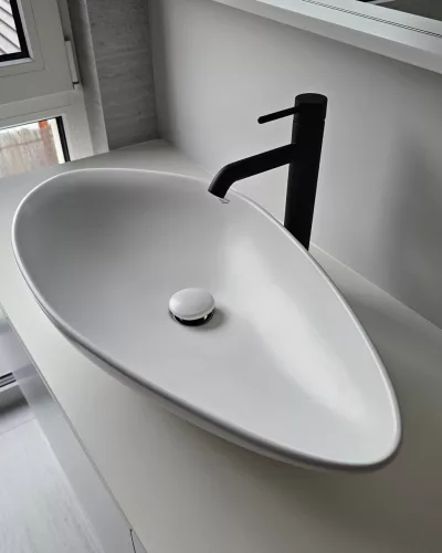 CeraStyle OLIVE - PULTRA ültethető - Top Counter - porcelán mosdó - MATT FEHÉR - 60 x 35 cm