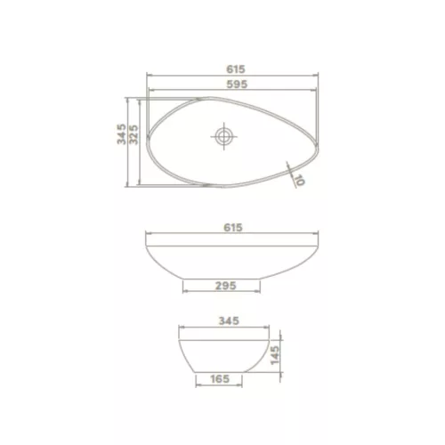 CeraStyle OLIVE - PULTRA ültethető - Top Counter - porcelán mosdó - MATT FEHÉR - 60 x 35 cm