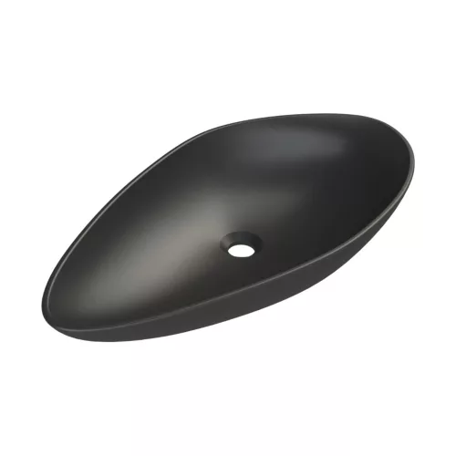 CeraStyle OLIVE - PULTRA ültethető - Top Counter - porcelán mosdó - MATT FEKETE -75 x 38 cm
