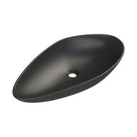   CeraStyle OLIVE - PULTRA ültethető - Top Counter - porcelán mosdó - MATT FEKETE -75 x 38 cm