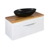 CeraStyle OLIVE - PULTRA ültethető - Top Counter - porcelán mosdó - MATT FEKETE -75 x 38 cm