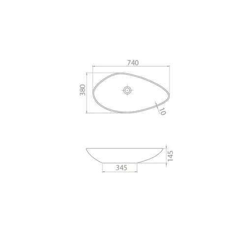 CeraStyle OLIVE - PULTRA ültethető - Top Counter - porcelán mosdó - MATT BÉZS - 75 x 38 cm