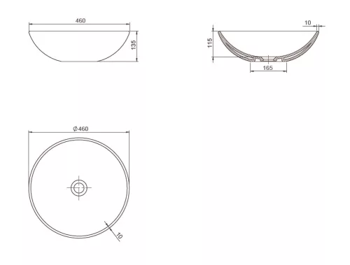 CeraStyle ZERO - PULTRA ültethető - Top Counter - porcelán mosdó - O - MATT FEKETE - Ø 46 cm
