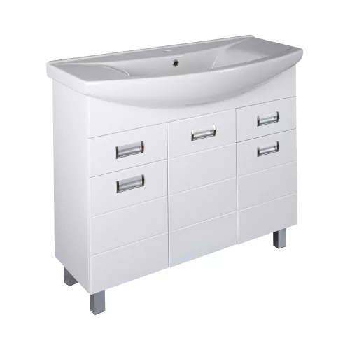 Viva SZQUARE 100 lábon álló fürdőszobabútor Sanovit ZENON 6095 porcelán mosdóval 97 x 51 cm