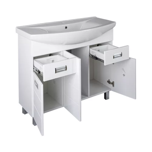 Viva SZQUARE 100 lábon álló fürdőszobabútor Sanovit ZENON 6095 porcelán mosdóval 97 x 51 cm