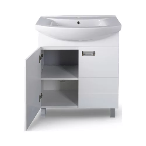 Viva SZQUARE 75 lábon álló fürdőszobabútor Sanovit ZENON 6075 porcelán mosdóval 75 x 49,8 cm