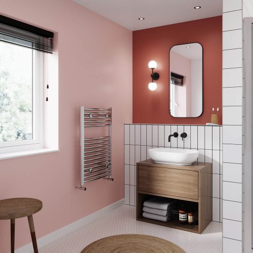 Sanica törölközőszárító radiátor - íves - króm - 500 x 800 mm