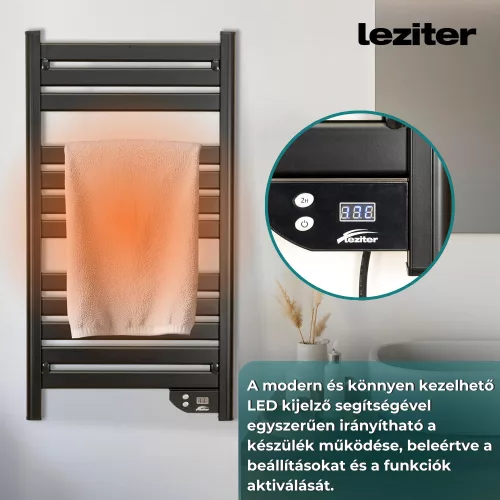 Elektromos törölközőszárító radiátor - 500W -  TW-500B - FEKETE