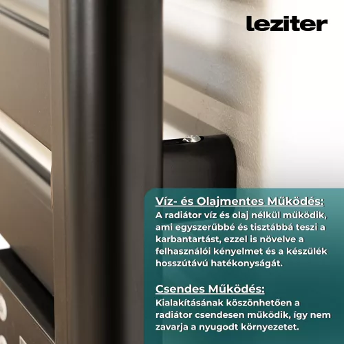 Elektromos törölközőszárító radiátor - 500W -  TW-500B - FEKETE