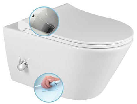 OUTLET - Sanovit AVVA fali WC - BEÉPÍTETT bidé funkcióval - rimless - perem nélküli - mély öblítésű - SZÉPSÉGHIBÁS TERMÉK