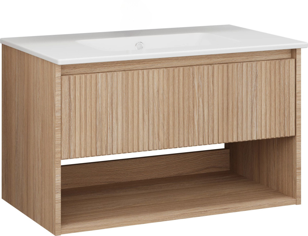 TMP SLIM STRIPE 60 fali függesztett fürdőszobabútor - SKY E-8099-60 porcelán mosdóval - 61 x 46 cm