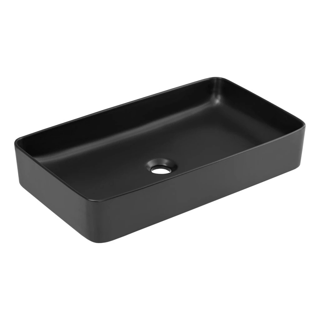 Eros SLIM 2 - PULTRA ültethető - Top Counter - porcelán mosdó - MATT FEKETE - 61 x 35 x 11 cm