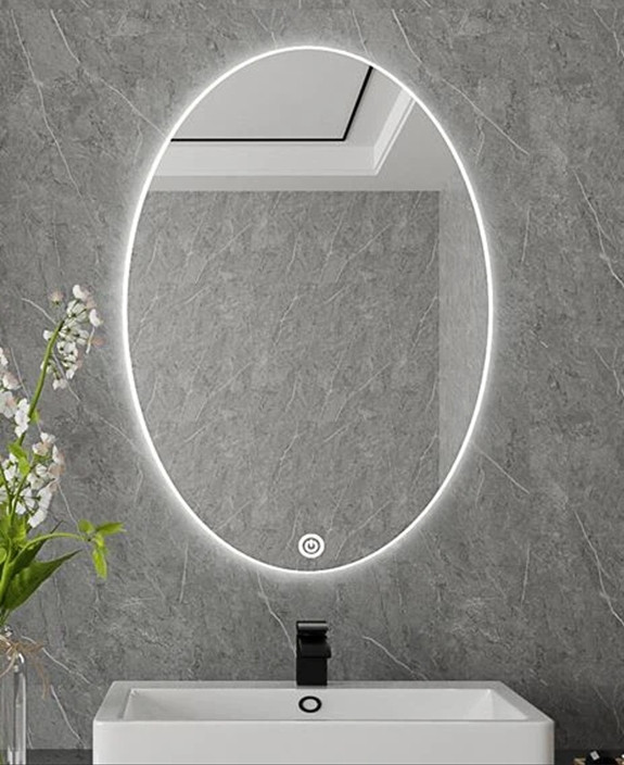 Viva AURA PINO 60 fürdőszoba tükör - hókuszpókusz kapcsoló - AMBIENT LED - ELIPSZIS -ÁLLÓ - 60x80 cm