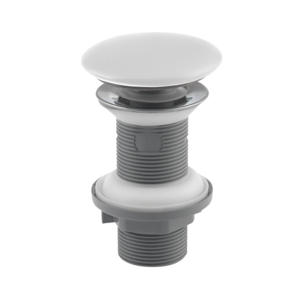 Klikk - klakk leeresztő - MATT FEHÉR - porcelán - túlfolyó NÉLKÜLI mosdókagylóhoz - 5/4" - Ø 73 mm