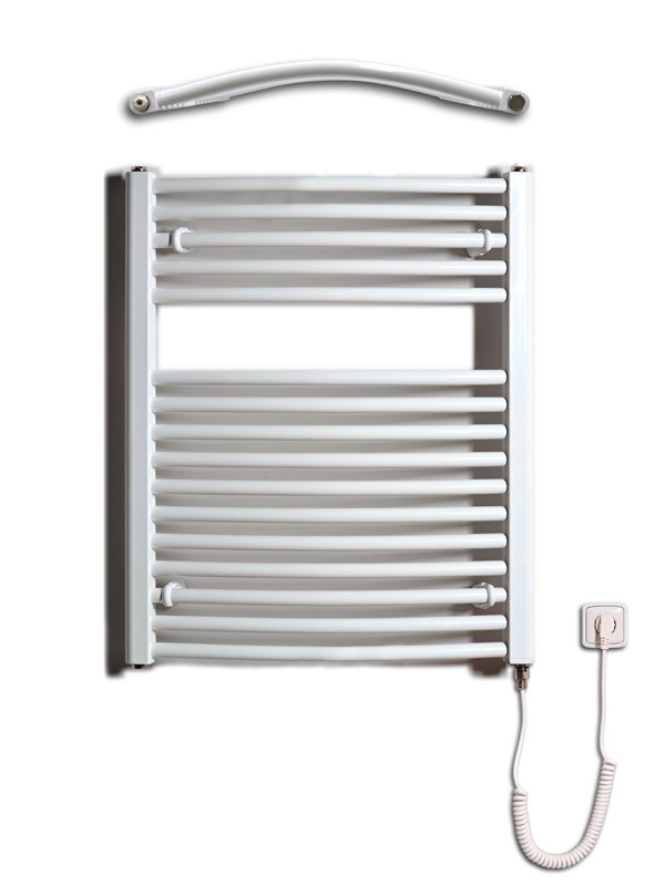 Birossi törölközőszárító radiátor - íves - fehér - 600x730 mm