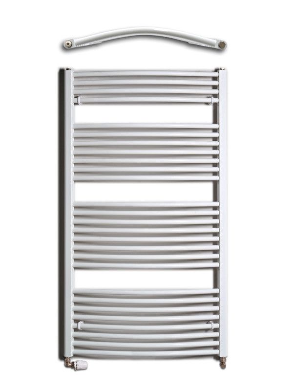 Birossi törölközőszárító radiátor - íves - fehér - 750x1320 mm
