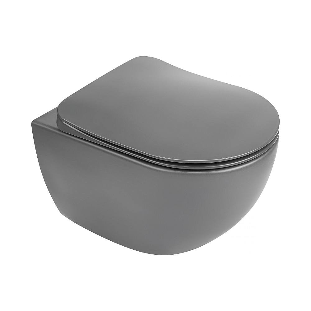 Eros ES BELLA SLIM fali WC - MATT SZÜRKE - WC ülőkével - VORTEX örvényöblítéssel - 49 cm